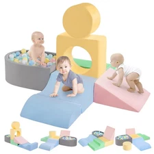 Climbing Toys for Toddlers 1-3 Inside, Baby Foam Climbing Blocks with Ball Pi...
