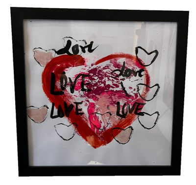 Love Heart Popart Orig Sign ZM Hand Painted 30x30 Framed ZM Acrylic Picture Valentines Day