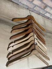 9 Vintage Wooden Clothes Hangers Lot Assorted Styles Standard Size Brown Beige