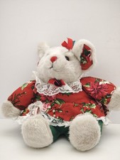 Plush Creations 11" Mouse Christmas in Floral Dress 1991