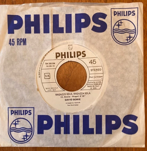 DAVID BOWIE RAGAZZO SOLO RAGAZZA SOLA ITALIAN 7” PHILIPS JUKEBOX SINGLE NM COND