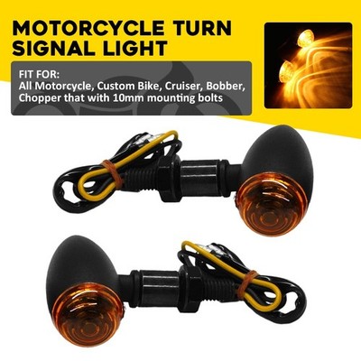Motorcycle Bullet LED Brake Turn Signal Running Light Tail For Bobber Harley 2PC