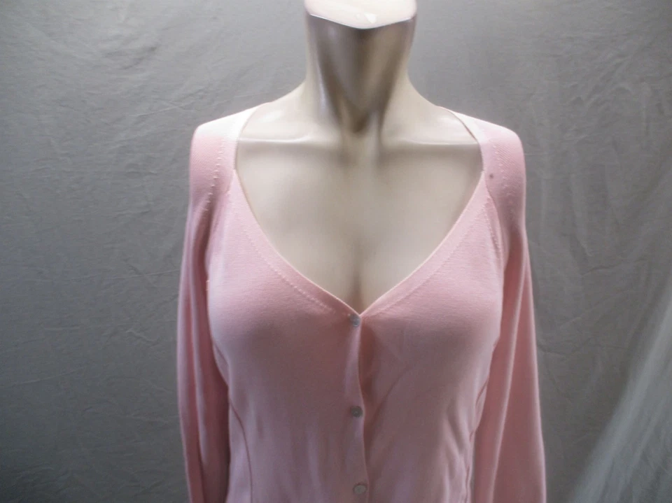 Cárdigan suave ligero con botones de seda rosa talla M ALFANI para mujer 404 Foto 2 de 4