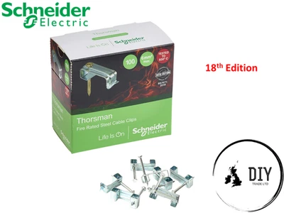 Schneider T&E Firerated 1mm 1.5mm 2.5mm 4mm 6mm Flat Metal Cable Clips Pack 100
