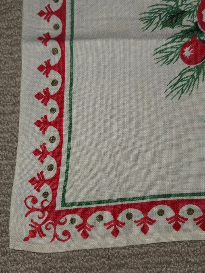 Tea Colour Pattern Vintage Linen Kitchen Tea Towel Christmas MCM SHINY BRITE ORNAMENTS ...