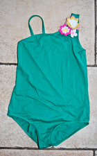 Mini Boden Badeanzug asymetrisch grün Blumen Gr.  140 9-10 Jahre NEUW
