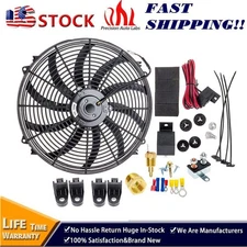 16" BLACK Electric Radiator Fan High 3000 Cfm Thermostat Wiring Switch Relay Kit