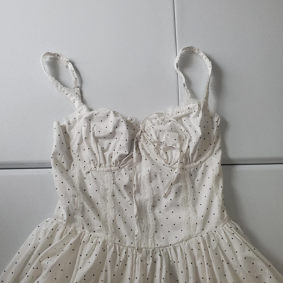 Vestido de Lechera Whimsy Fairy Coquette para Mujer Grande Blanco Negro Lunares Coqueto Foto 2 de 4