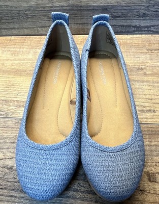 London Fog Women s Blue  Knit Slip-On Ballet Flats Comfort Round Toe US 8 M