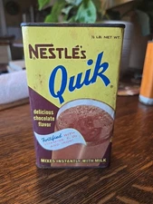 Vintage NESTLES QUIK Chocolate Container   Advertisement 1/2 LB