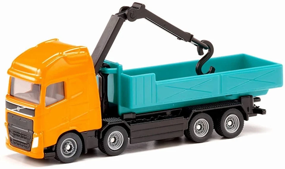 siku 1683, Volvo Roll-off Tipper with Crane, Metal/Plastic, Orange/Turquoise, Ro - Immagine 2 di 4