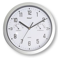 Quarzwanduhr Mebus Wanduhr Quarz Silber Analog AO-06992 Weiß Weinberger