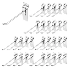 Yauhar 30Pcs 4 Inch Silver Slatwall Panel Hooks, Heavy Duty Slat Wall Hanging...