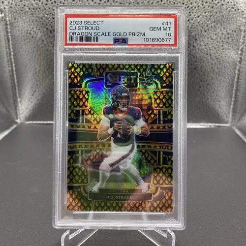 2023 Panini Select CJ Stroud Rookie Dragon Scale Gold Prizm concourse /10 PSA 10