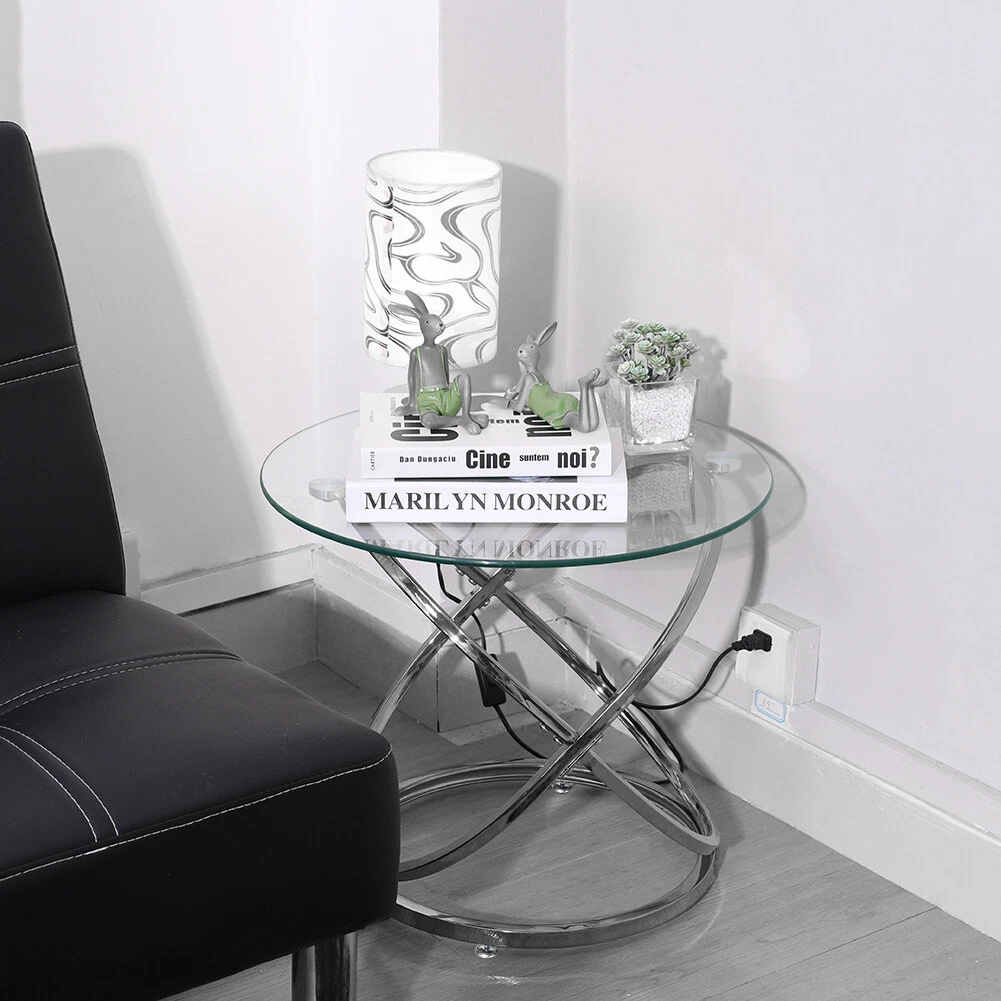 Glass side table with chrome legs deals