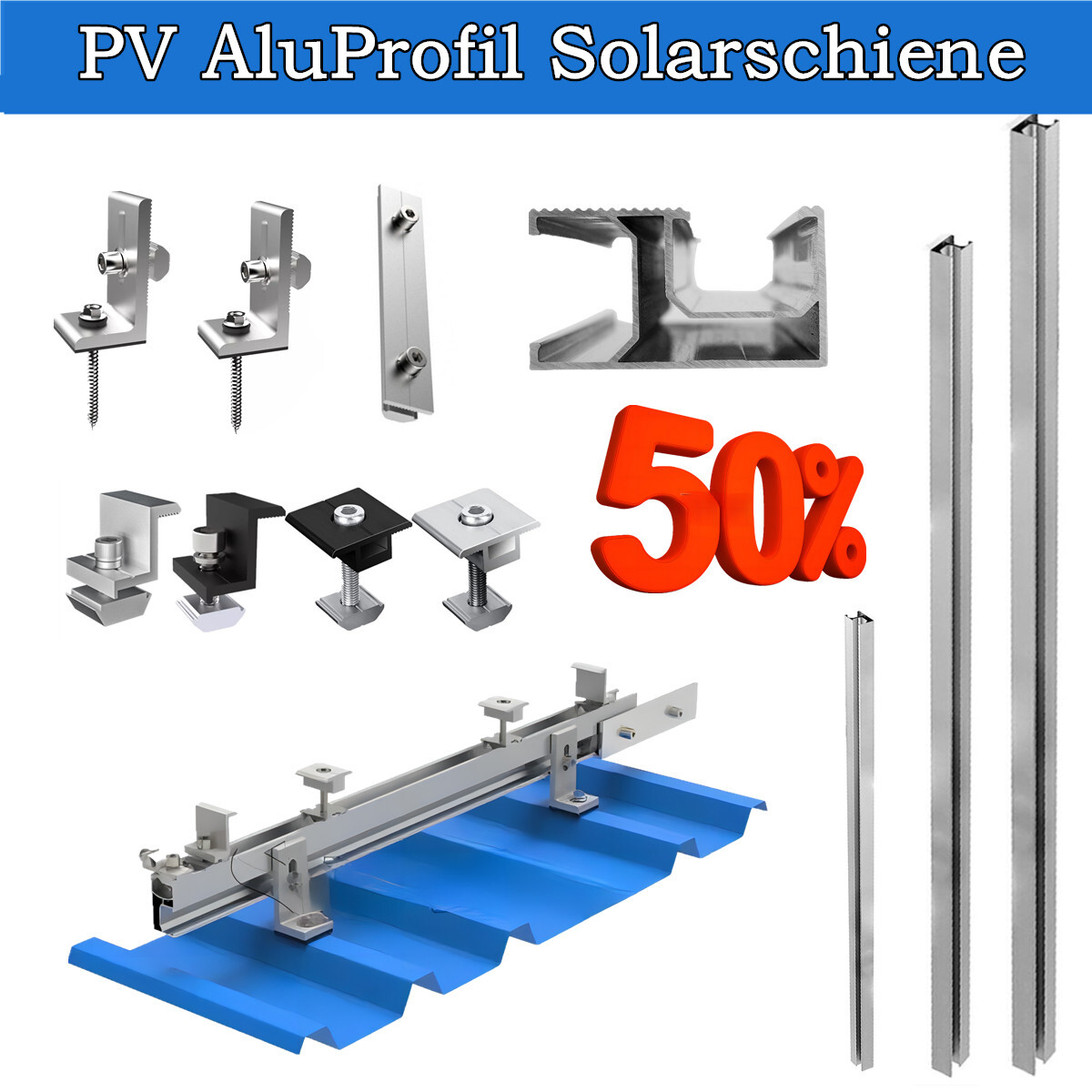 Produktbild von Solarmodul Halterung Ziegeldach Befestigungsschiene Montageschiene