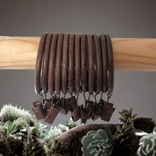 12 Metal Drapery Rod Curtain Rings With Clips Dark Brown Bronze ...