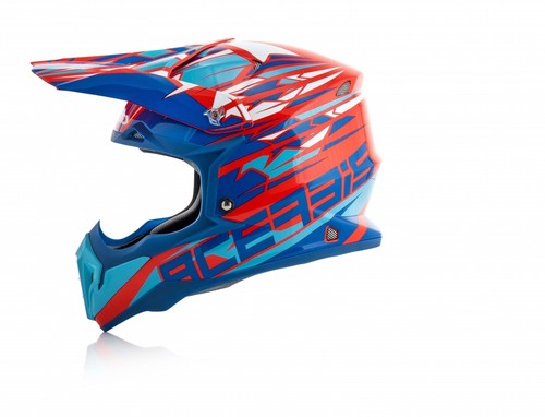 Taglia XL - Casco Cross Acerbis Impact 3.0 Blu Rosso Fibra Cross Enduro Quad - Imagen 5 de 6