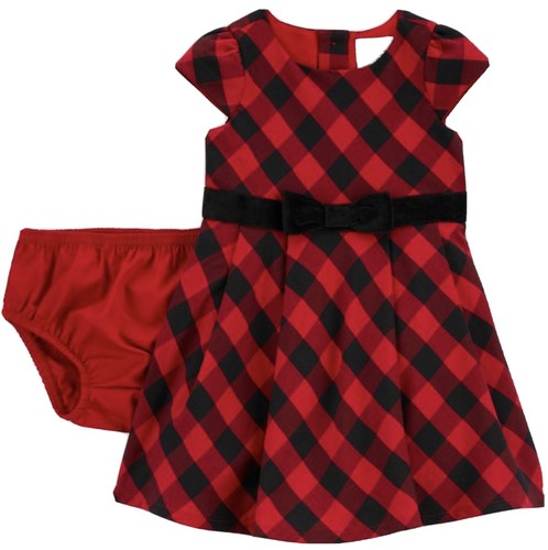 Buffalo Plaid Dress with Diaper Cover 