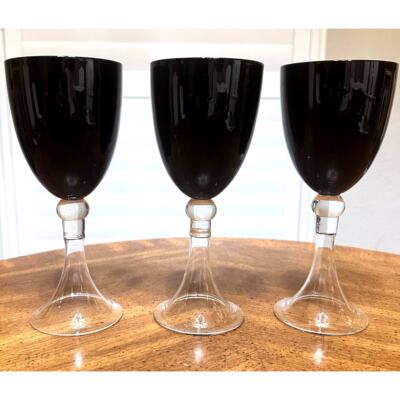 Pier 1 Imports Dante Black Amethyst Water Wine Goblets 9''-Set of 3