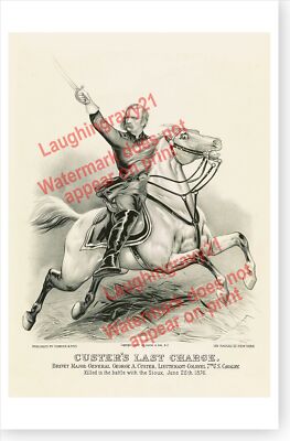 Currier And Ives George Custer's Last Charge Retro 1876 Art Print Poster Ver. 1