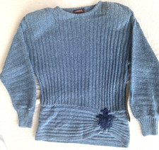 VTG 80s 90s..SILK, NYLON, ANGORA, METALLIC..BLUE..SWEATER..NWT..sz L