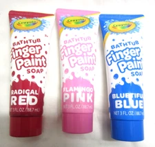 3 Crayola Bathtub Finger Paint Soap 5 Color Variety RED/PINK / BLUE  NEW