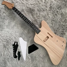 Unfinished Firebird Electric Guitar DIY Mahogany Body Mini Pickup Neck Thru Body