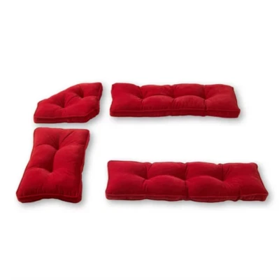Scarlet Red 4 piece Nook Cushion Set Corner Bench Booth Dining Breakfast Kitchen