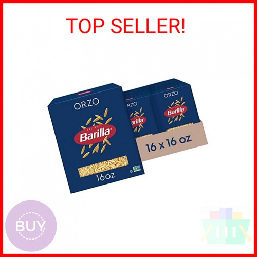 Barilla Orzo Pasta, 16 Oz Box (Pack of 16) - Non-GMO Pasta Made with Durum Wheat