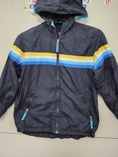 GAP Jacket Boys M Blue Full Zip Hoodie Windbreaker Mesh Lined Stripe Colorblock