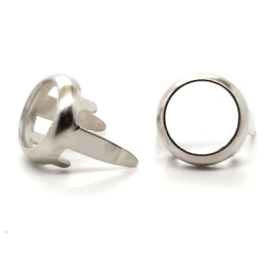 STECKSSTORE Stone Holders Round Base Rings Nickel Plate 3/8" Dia. 100 Pack