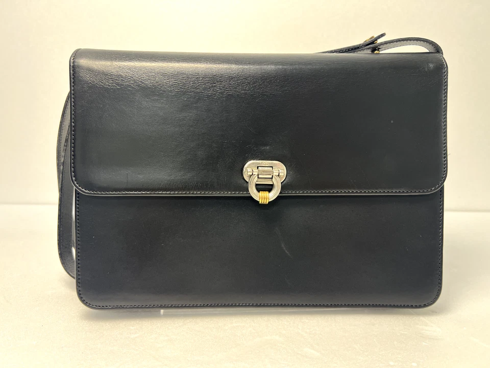 Bolso de Hombro Dior Vintage Cuero Negro CD Auténtico Foto 2 de 4