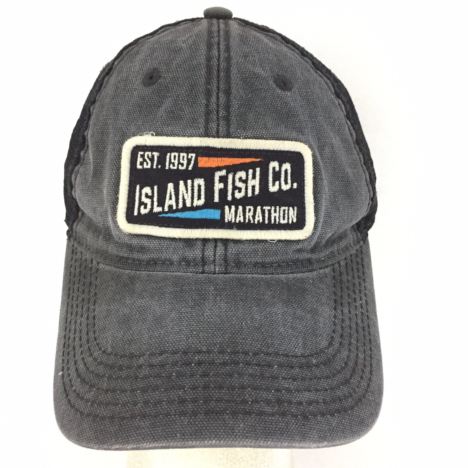 Island Fish Marathon Patch Hat Script Logo Mesh S… - image 10
