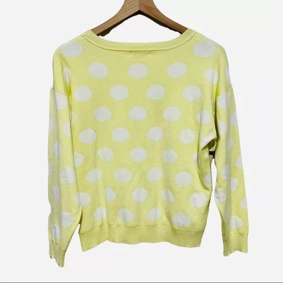 Ophelia Roe Yellow and White Polka Dot Sweater Size L eBay