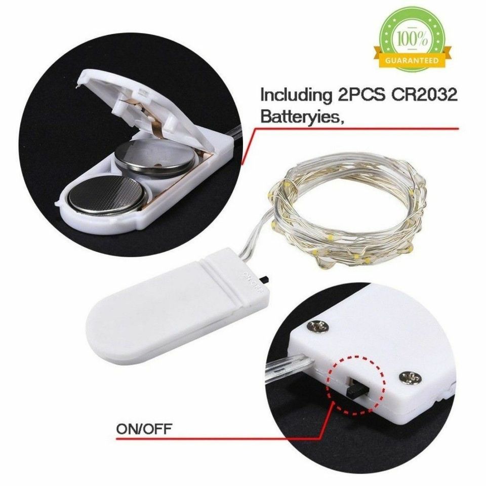 Xmas Decor Battery Operated Mini LED Copper Wire String Fairy Lights 2m ...