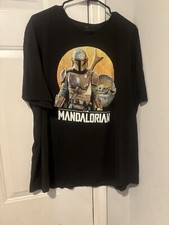 Star Wars The Mandalorian Baby Yoda Men  s Short Sleeve T-Shirt Black- Size 2XL