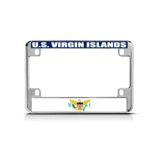 U.S. VIRGIN ISLANDS Flag Metal Motorcycle Bike License Plate Frame Tag Border