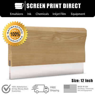 Ecotex  Wood Squeegee with Clear Blade for Screen Printing 70 Durometer 12 inch