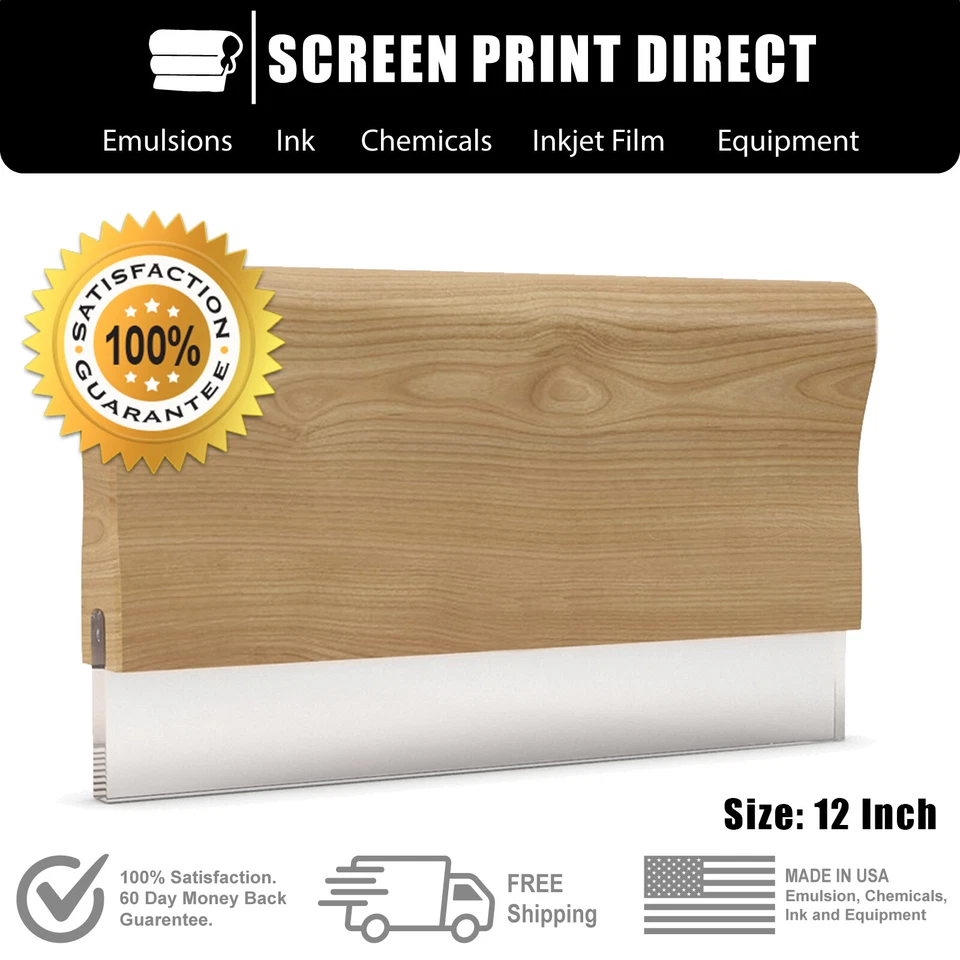 ECOTEX® SCREEN PRINT DIRECT Ecotex® Wood Squeegee with Clear Blade for Screen Printing 70 Durometer 12 inch