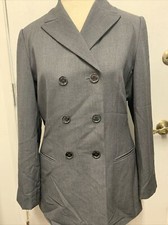 Womens Calvin Klein Stretch Gray Double-Breasted Lined Blazer Size 10