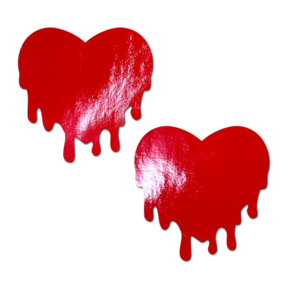 Pastease Melty Heart: Patent Leather Fetish Vinyl Melty Heart Nipple Pasties Red