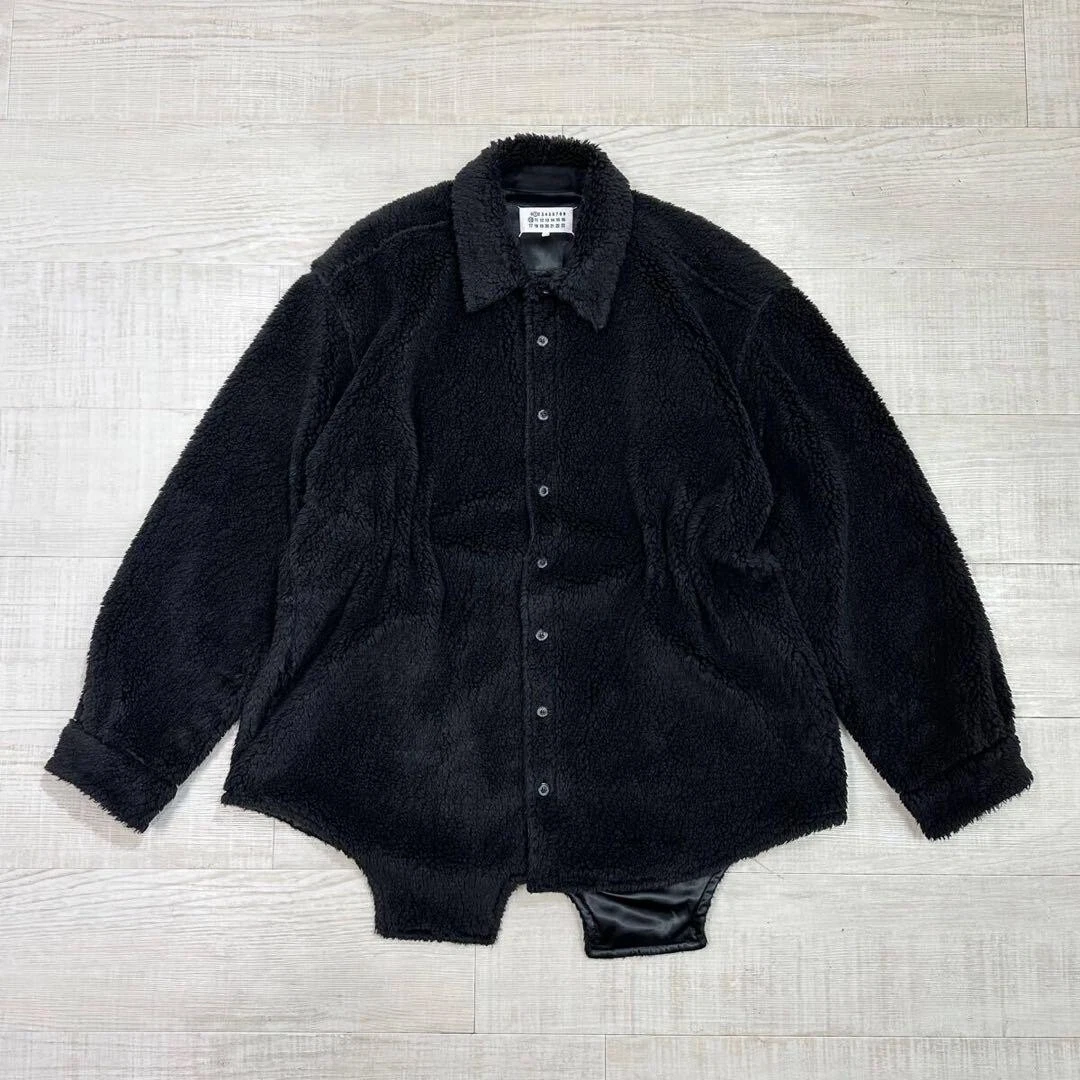 Maison Margiela Teddy faux fur Shirt Jacket Blo Men Size 48 Boa Black 24SS
