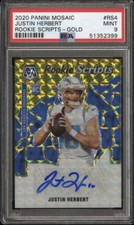 Justin Herbert 2020 Panini Mosaic Rookie Scripts Gold Auto SSP #RS4 PSA 9