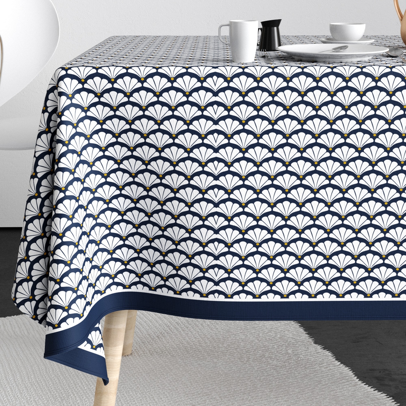 Nappe rectangulaire anti-tache en coton fini les auréoles sur la table 140x250