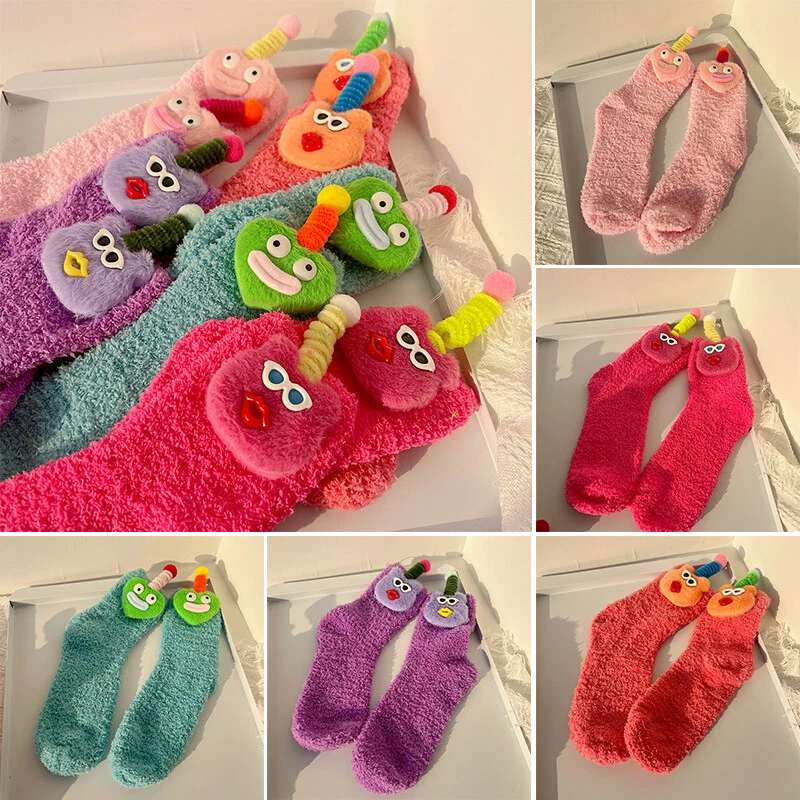 Cute Fluffy Socks Funny Monster Fuzzy Slipper Socks Cozy Home Socks for  Women | eBay