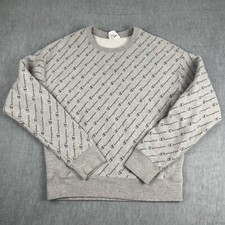 Champion Reverse Weave Sweatshirt Womens Medium Gray Crewneck Shirt Logo AOP