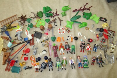 Playmobil Ritterburg Bäume Büsche Zubehör Waffen, 14 Figuren Restposten 