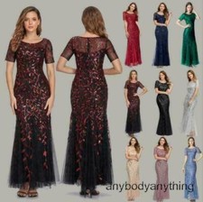 Women Embroidered Evening Dress Mermaid Sequined Wedding Dresses Party Fashion