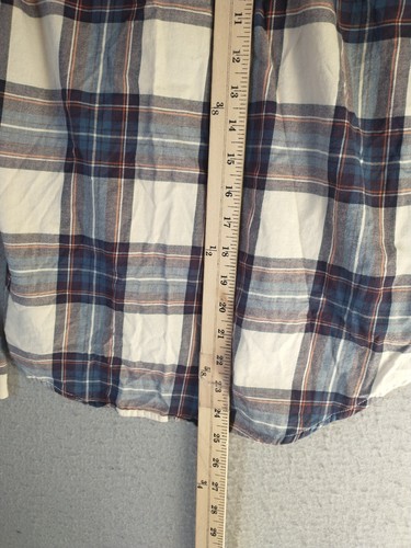 HM Damen Top 2 blau kariert Kragen Langarm Baumwolle Taschen Knopfleiste - Bild 10 von 10